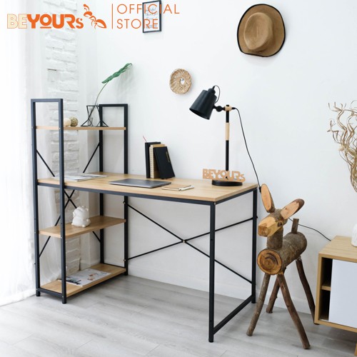 [Mã LIFEHLDEC giảm 10% đơn 99k] Bàn Làm Việc Gỗ Chân Sắt BEYOURs Neuly Table Phối Kệ Sách Đa Năng Nội Thất Lắp Ráp