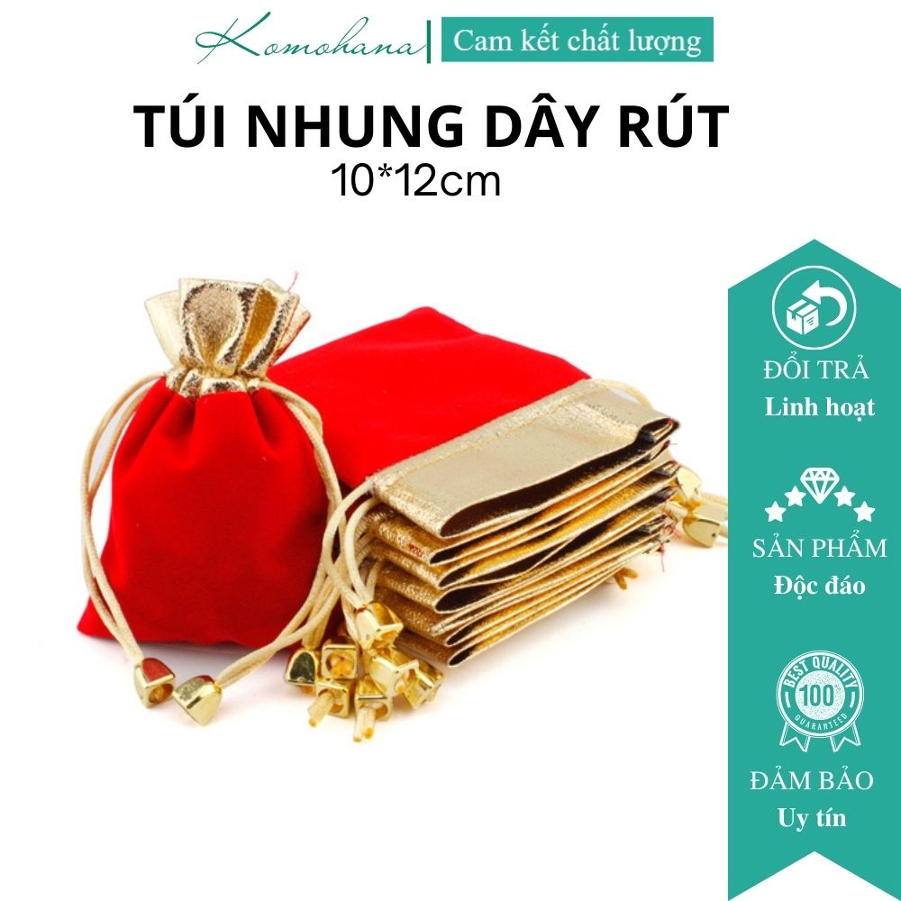Túi nhung đỏ dây rút Komohana