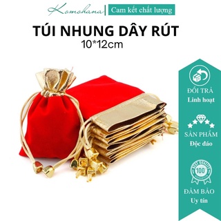 Túi nhung đỏ dây rút Komohana