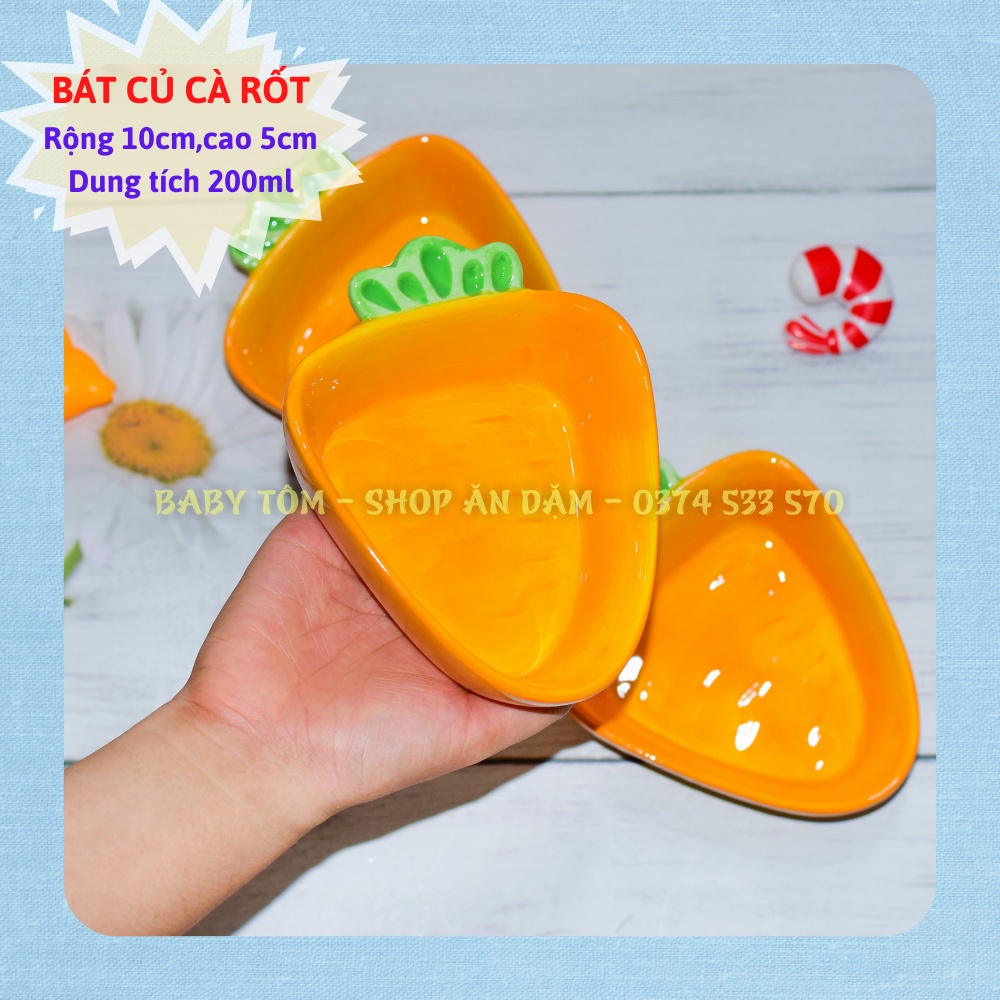 Bát ăn dặm gốm sứ hình CỦ QUẢ ngộ nghĩnh cho bé(BÁT TO) NPP Baby Tôm