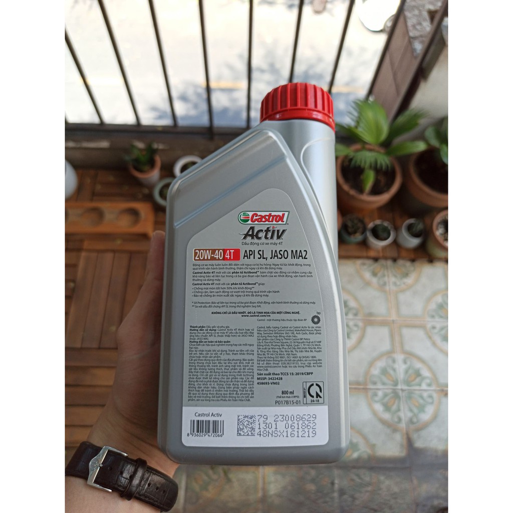 Dầu nhớt Castrol Activ 20w40 4T loại 1 lít & 0.8 lít