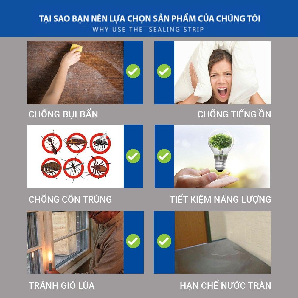 2 Mét Ron Dán Che Chân Cửa, Khe Cửa Chống Bụi, Chống Côn Trùng An Toàn, Tiện Lợi 25 35 45mm