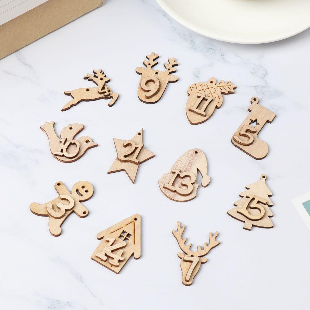CONOPERY Bộ 24 Thẻ Gỗ Đánh Dấu Số Trang Trí Gói Bánh Quy Giáng Sinh