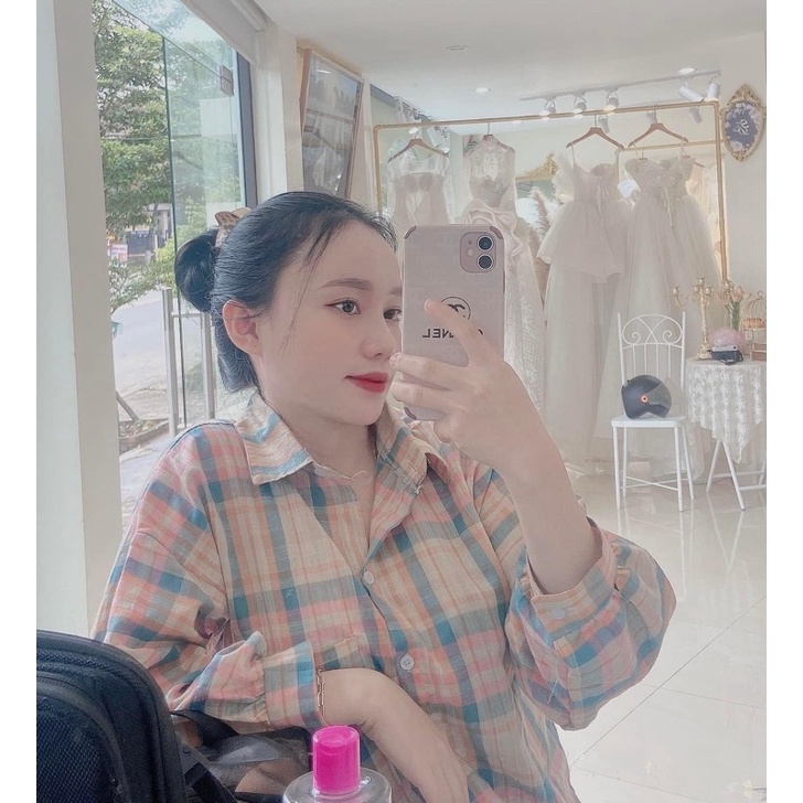 Sét sơ mi đũi caro + quần ngố đen ❤️