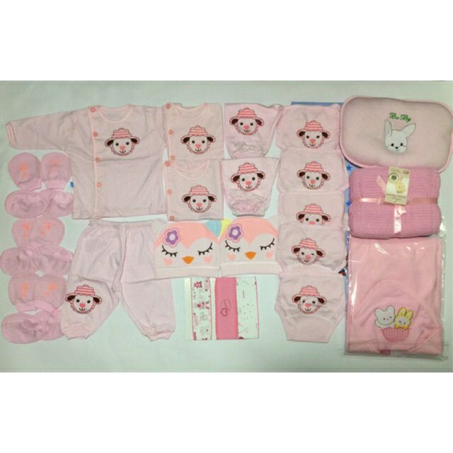 Combo mini đồ sơ sinh cho bé gái. Tặng 1 bình sữa baby Lops 60ml