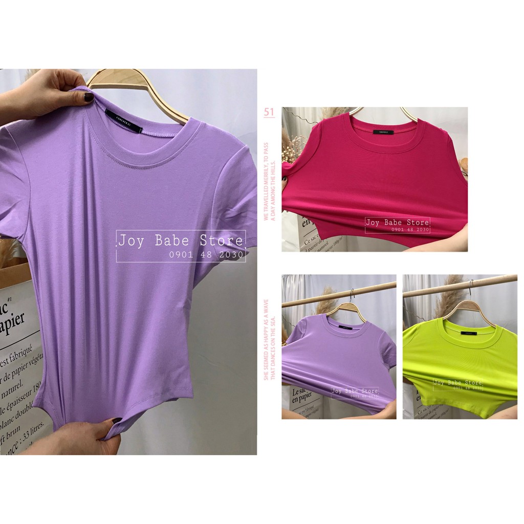 Áo croptop cổ tròn BASIC  viền cổ ngay ngắn sang xịn, thun Forever 21 co giãn 4 chiều êm, trắng đen da trơn CRON 1 -4D