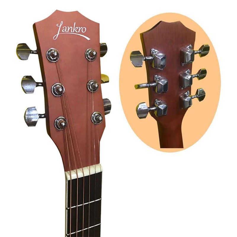 Đàn guitar acoustic Lankro KBD màu gỗ size 40inch cutaway nhỏ gọn kèm bao đàn 3 lớp và capo màu