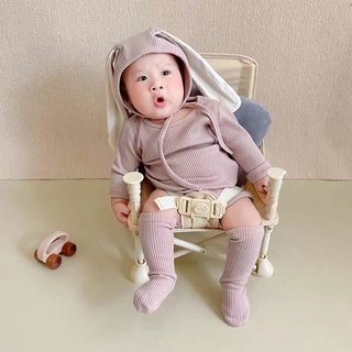 (Quảng Châu) Set Thỏ Thun Tăm Co Dãn Kèm Vớ Và Nón Cho Bé