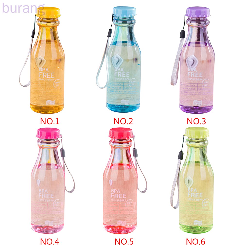 Chai nước bằng nhựa trong suốt nhiều màu 550ml