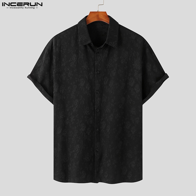INCERUN Áo Sơ Mi Ngắn Tay Cài Nút Họa Tiết Hoa Thời Trang Đi Biển Cho Nam