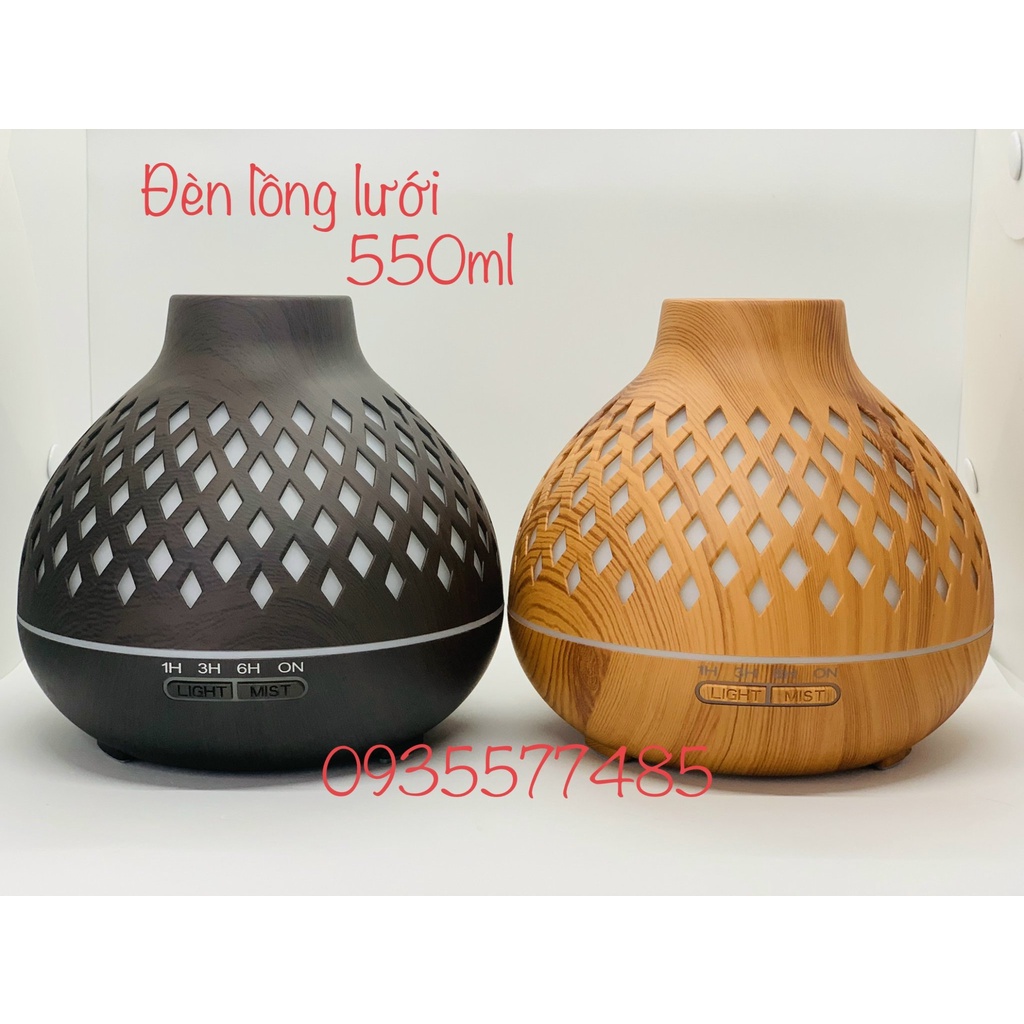 Máy Xông Tinh Dầu Đèn Lồng Lưới 550ML TĂNG TINH DẦU 10ml BH 18T Có remote điều khiển