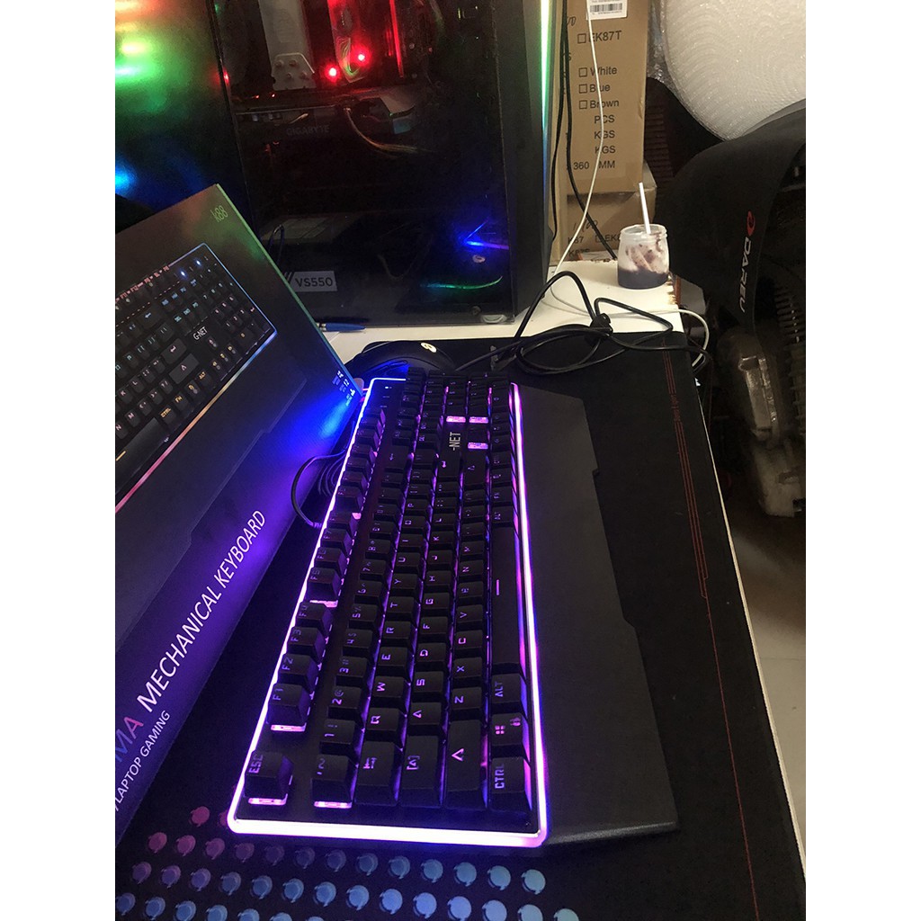 Bàn phím Gaming G-Net K68 - Led Rainbow - Blue Switch - Switch quang học - Màu đen - Bảo hành 12 tháng