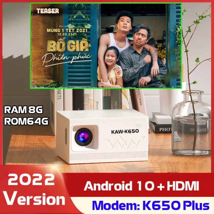 Máy chiếu mini full hd 1080p, máy chiếu mini giá rẻ Kết nối wifi, bluetooth, dễ dàng kết nối điện thoại, máy tính