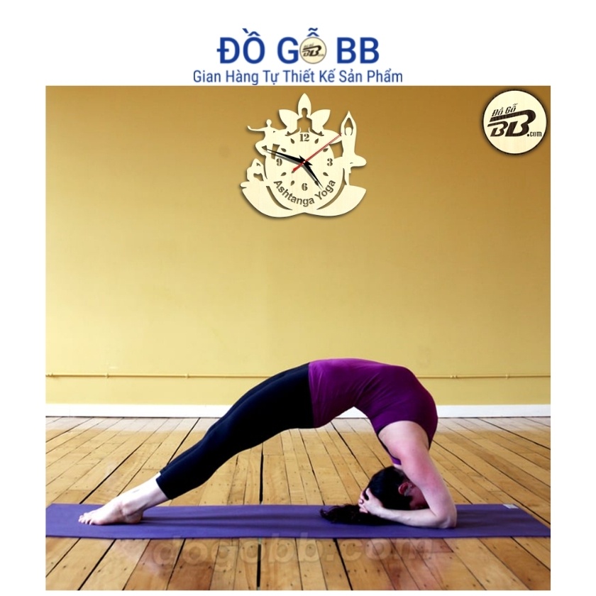 ĐK 30cm Kim Trôi, Đồng Hồ Treo Tường Ashtanga Yoga Giá Rẻ Bền Đẹp - Đồ Gỗ BB