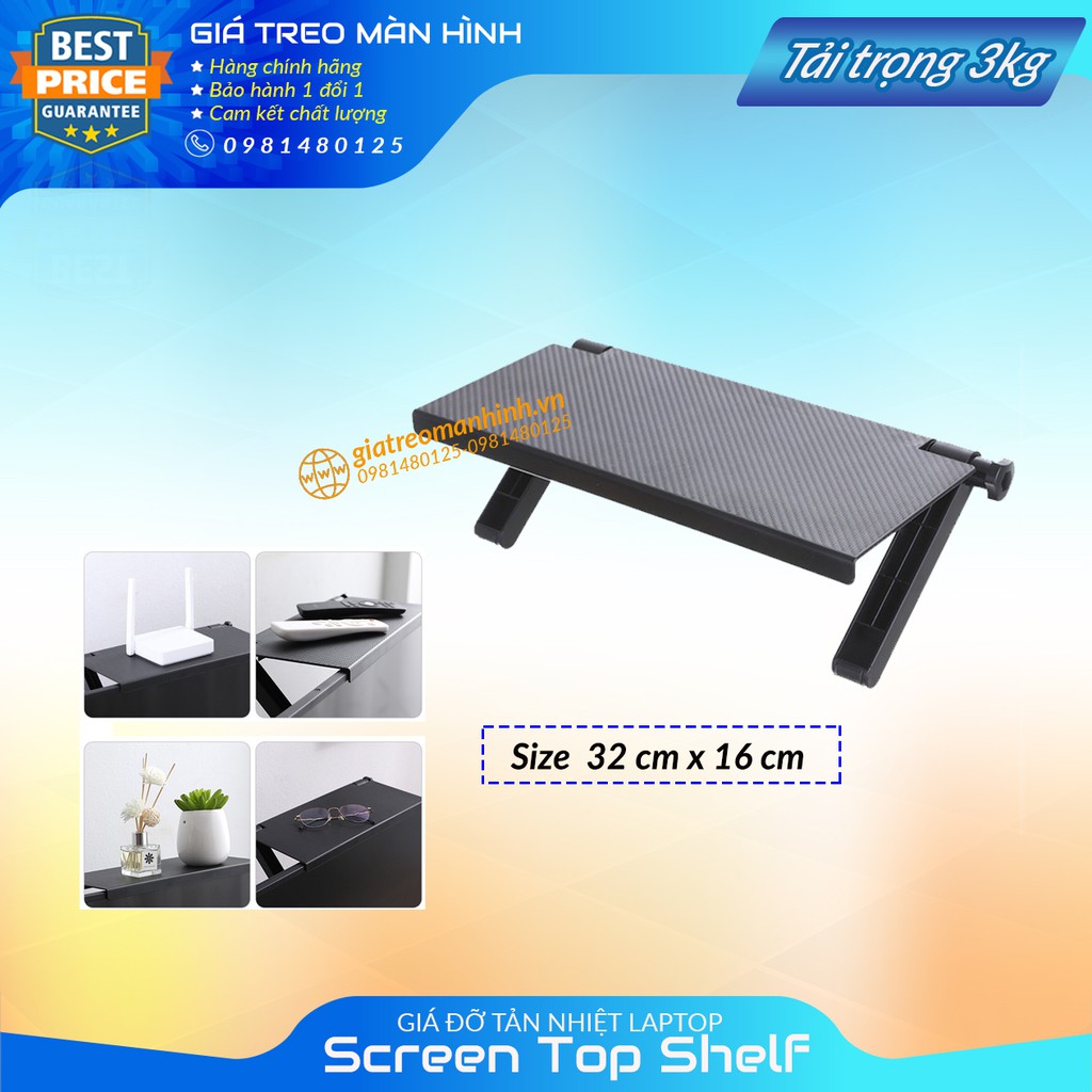 Giá Để Đồ Gác Trên Màn Hình Máy Tính , Tivi - Screen Top Shelf- Lắp Đặt Đơn Giản - Tiết Kiệm Diện Tích - Khay Để 32CM