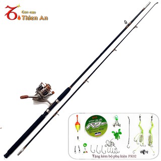 Bộ cần câu máy SHIMANO 2 khúc đặc ruột mạnh mẽ bền đẹp, máy kim loại LC tải cá đến 8kg + tặng kèm 10 phụ kiện