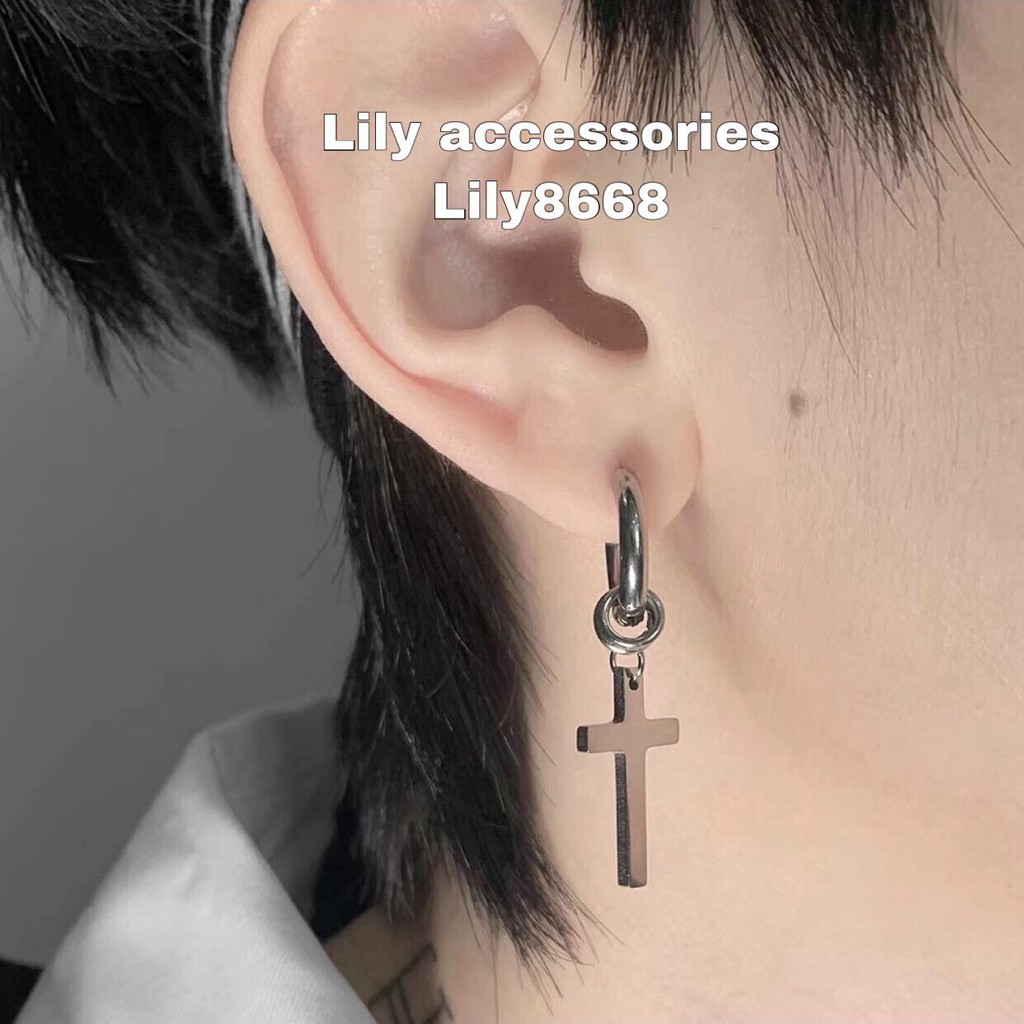 khuyên tai titan thánh giá vòng nhỏ không gỉ không đen không dị ứng nam nữ unisex