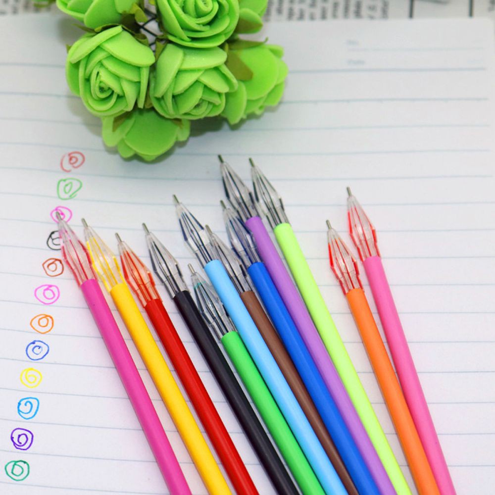 Set 12 Ruột Bút Mực Gel Kim Cương 12 Màu 0.38mm Dễ Thương