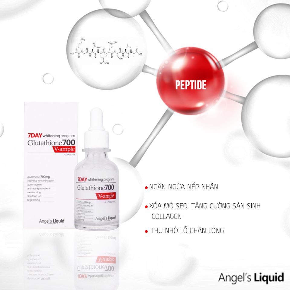 [Mã FMCG8 - 8% đơn 250K] Serum dưỡng trắng và cấp ẩm Angel's Liquid 7Day Whitening Program Glutathione 700 V-Ample 30ml