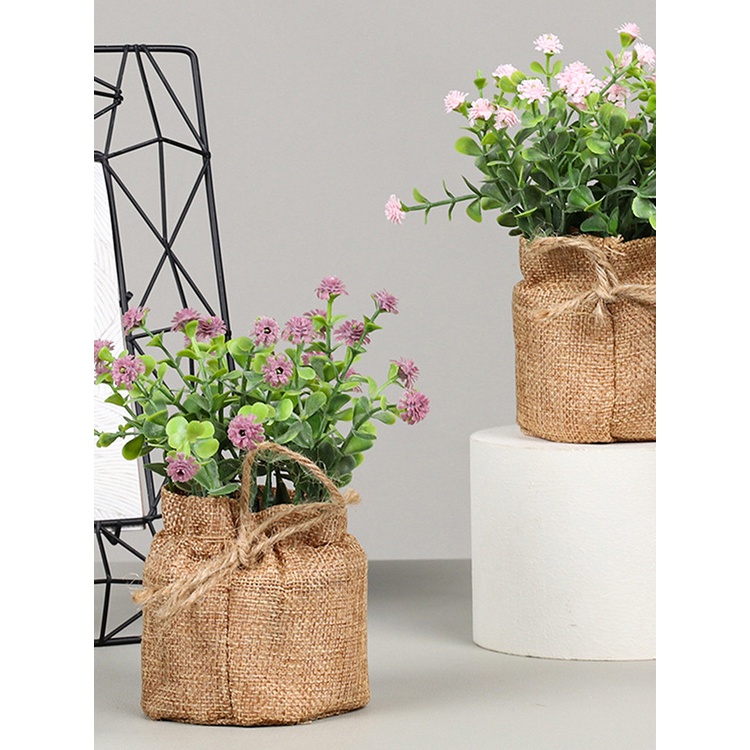 Chậu hoa nhân tạo bằng nhựa để bàn trang trí đa năng