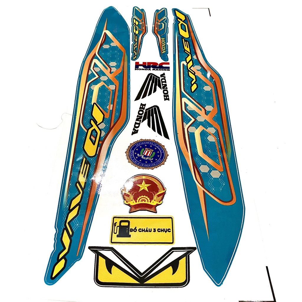 Tem Rời Wave Màu Xanh Ngọc Wave 50cc-100cc-110 ( 2006-2023 )Tem 3 Lớp