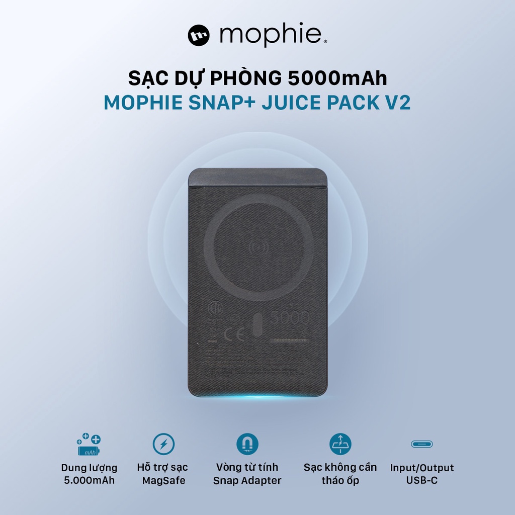 Pin sạc dự phòng không dây Mophie snap+ juice pack mini V2 5,000mAh