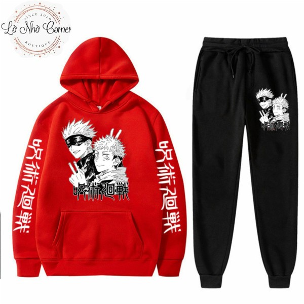 Bộ quần áo Hoodie họa tiết anime Gojo Satoru có mũ tuổi teen hot trend size đại 10-20 tuổi 45 - 70kg thời trang thu đông
