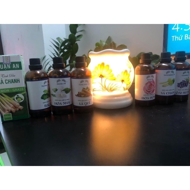 100ml tinh dầu xông đèn sả chanh, cam ngọt, bạc hà, quế, nhài….loại đậm đặc nguyên chất 100%