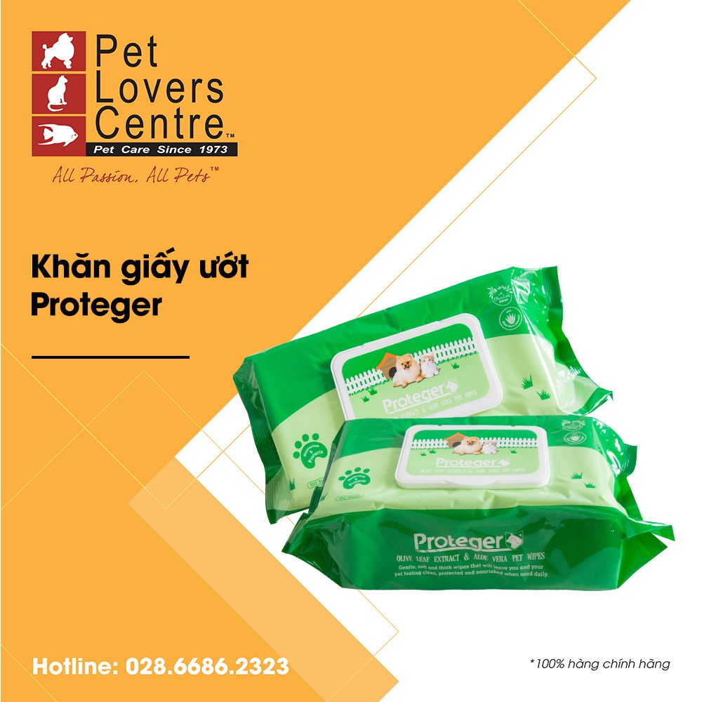 Khăn ướt cho thú cưng PROTEGER PET WIPES - OLIVE LEAF EXTRACT &amp; ALOE VERA (100pcs)