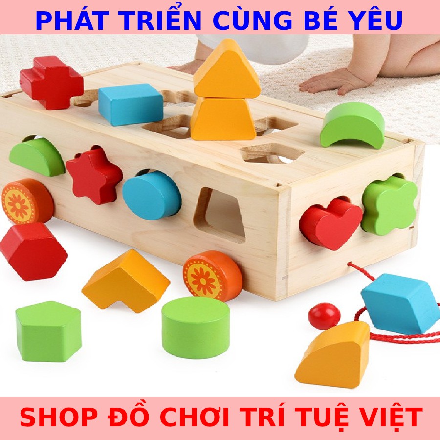 ✅PHÁT TRIỂN IQ CHO BÉ✅ ĐỒ CHƠI GỖ_THẢ HÌNH, SỐ VÀO XE KÉO NHIỀU MÀU SẮC