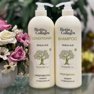 Dầu Gội Xả Biotin Collagen Trắng 1000ml Mẫu Mới 2021 Kích Thích Mọc Tóc, Ngừa Rụng, Phục Hồi Tóc Hư Tổn