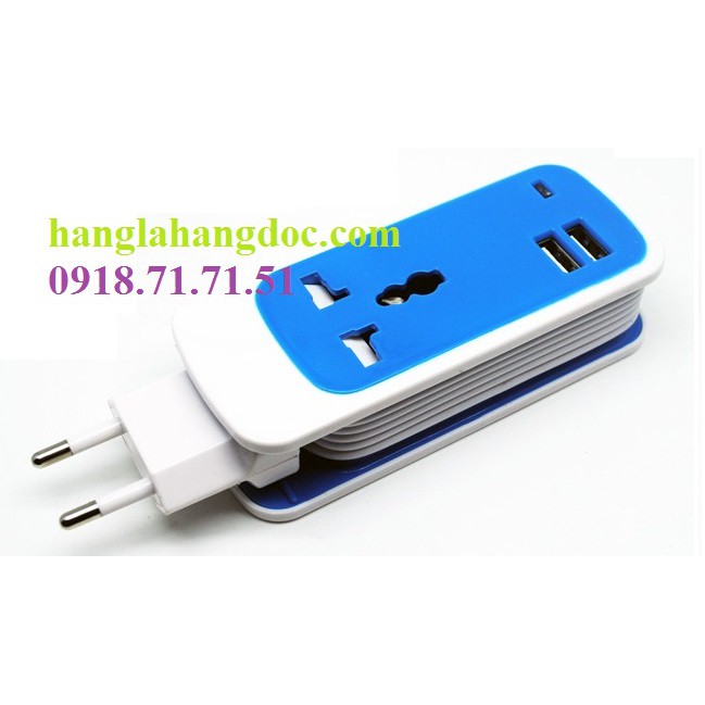 Ổ cắm du lịch 02 cổng USB, 01 ổ cắm đa năng, có dây nối dài chính hãng