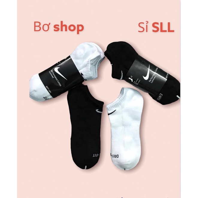 Pack 3 đôi tất thể thao nik.e cổ ngắn drifit trắng , đen dày dặn, thấm hút, dễ sử dụng