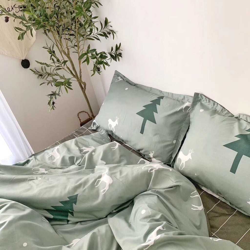 [BST 15] Bộ chăn ga gối Cotton Poly EmmiBedding phong cách Hàn Quốc Drap giường cotton hot trend (không kèm ruột)