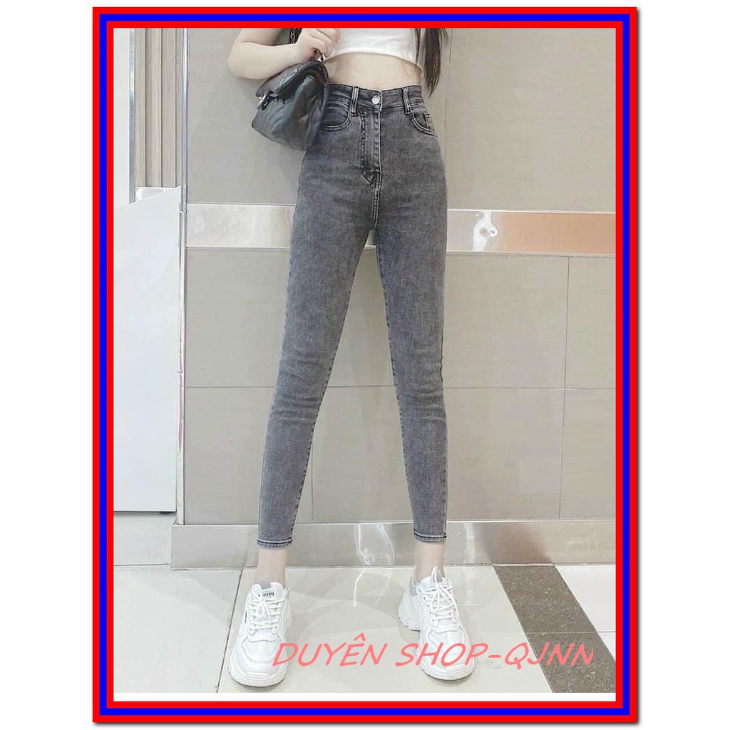 Quần jean nữ lưng cao XÁM TRƠN xịn chất mịn mềm co giãn tốt XÁM VẤN P13 -37