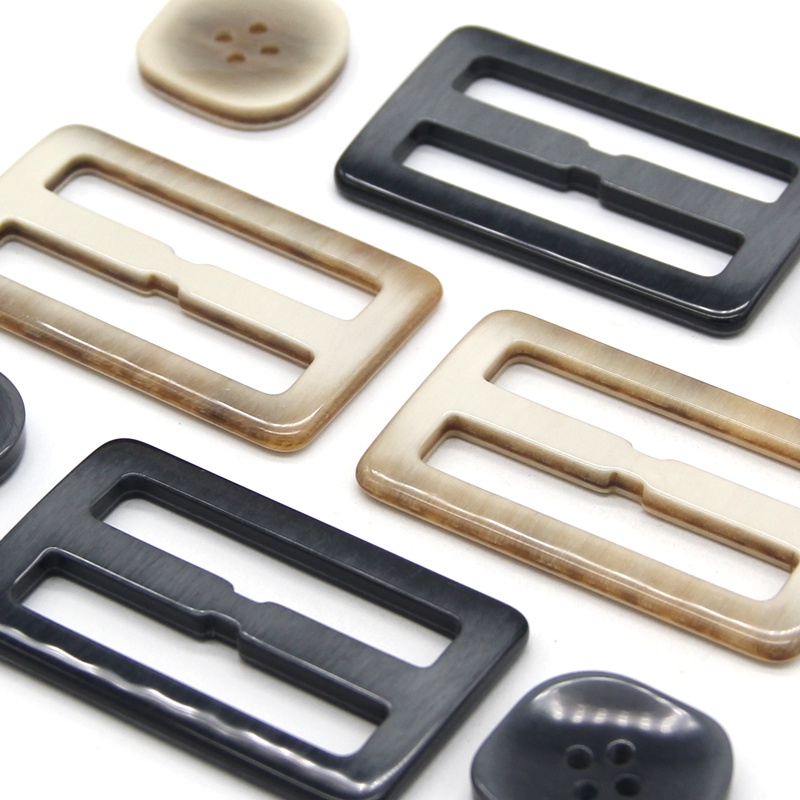 Set 2 Khóa Thắt Lưng Màu Đen / Be Bằng Nhựa Resin Dùng May Áo Khoác / Túi Xách Handmade