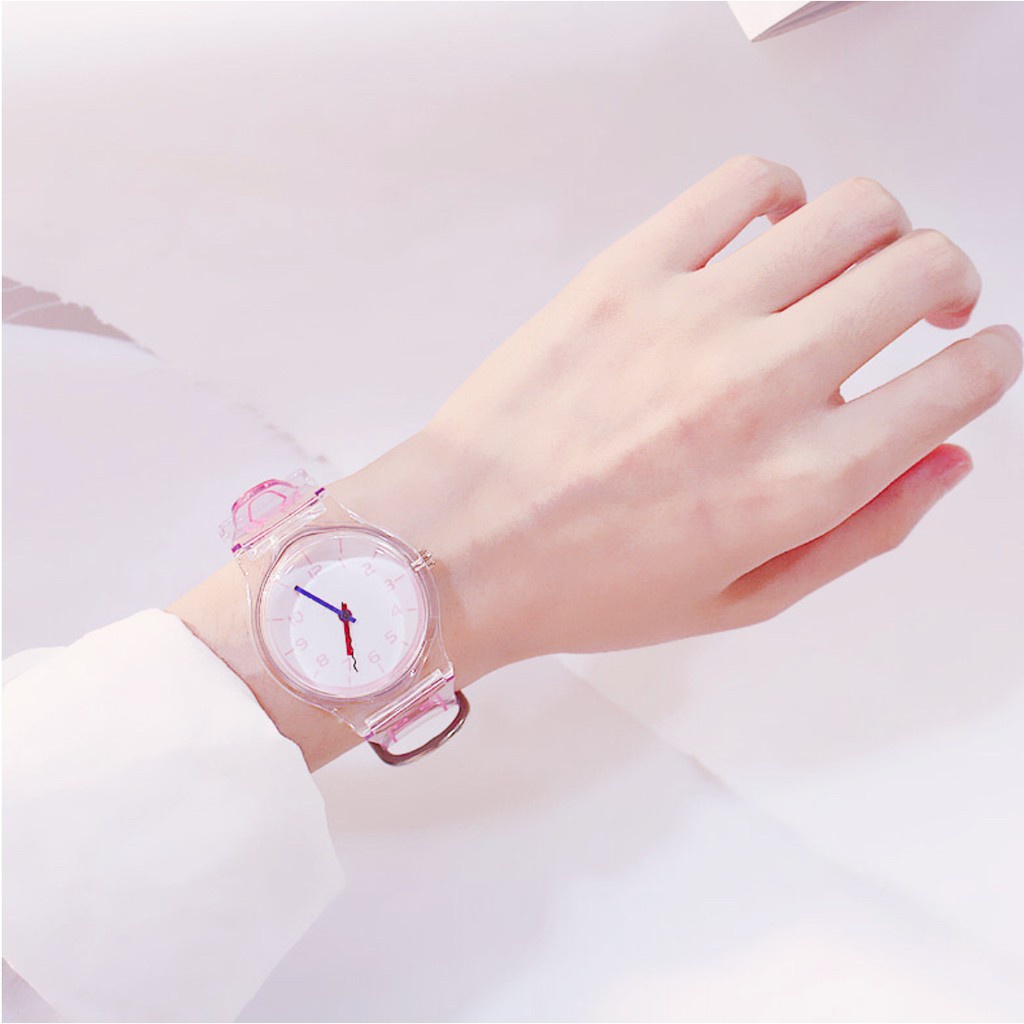 Đồng Hồ Nữ Dây Trong Suốt Candycat Mặt Số Siêu Dễ Thương - Hazo