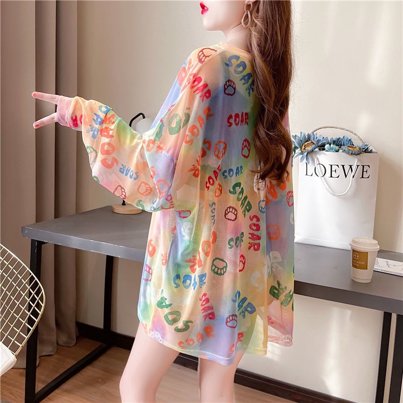 Áo Thun Tay Dài Cổ Tròn Chống Nắng Mùa Hè Bằng Lụa Băng Nhuộm Phong Cách Mới Dễ Phối Đồ Cho Nữ