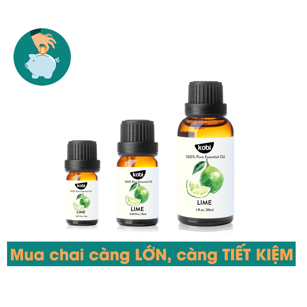 Tinh dầu Chanh Sần Kobi Lime essential oil giúp giảm căng thẳng, ngăn ngừa lão hóa, chống nhiễm trùng hiệu quả - 5ml