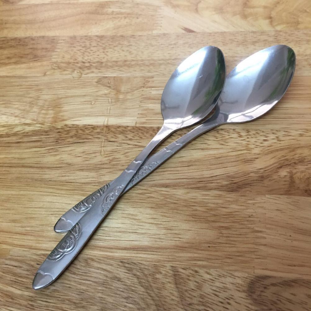 Thìa inox cán dài trạm khắc hoa văn nhiều mẫu