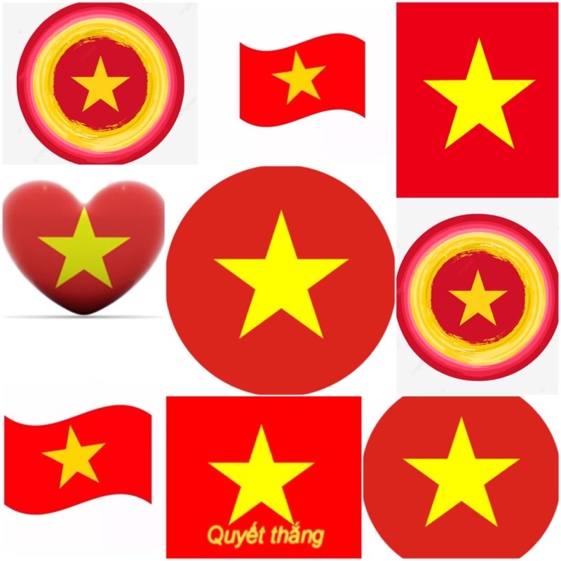 Sticker biểu tượng cờ Việt Nam 32 cái ép lụa decal bóc dán/ảnh dán ...