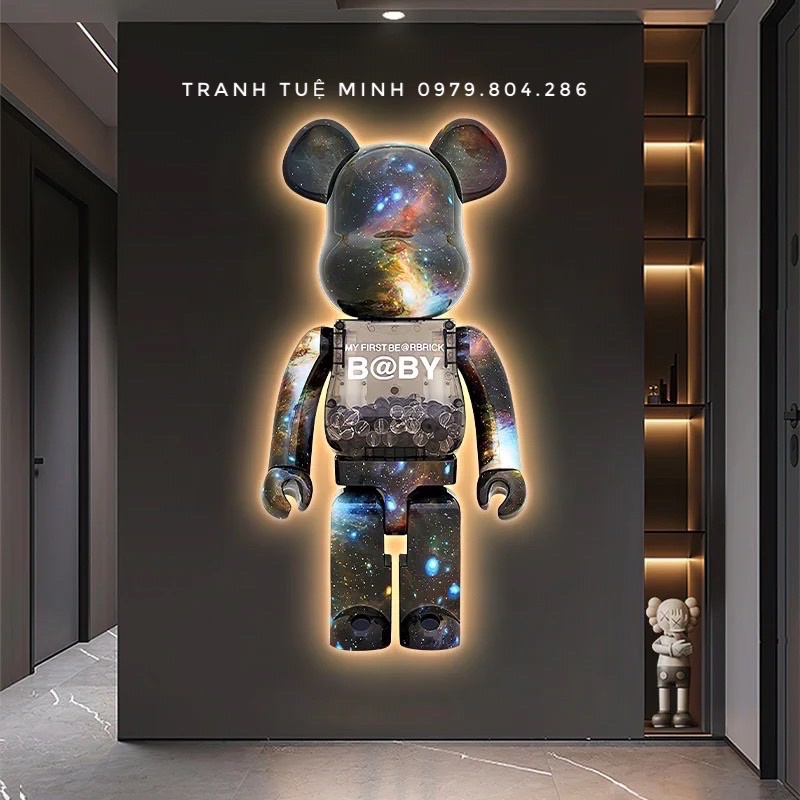 (70x100)Tranh Chú Gấu Kaws Toy Treo Tường /Game/ Gaming / RObot/ Bearbrick Siêu anh hùng Marvel T1.Tranh tráng gương
