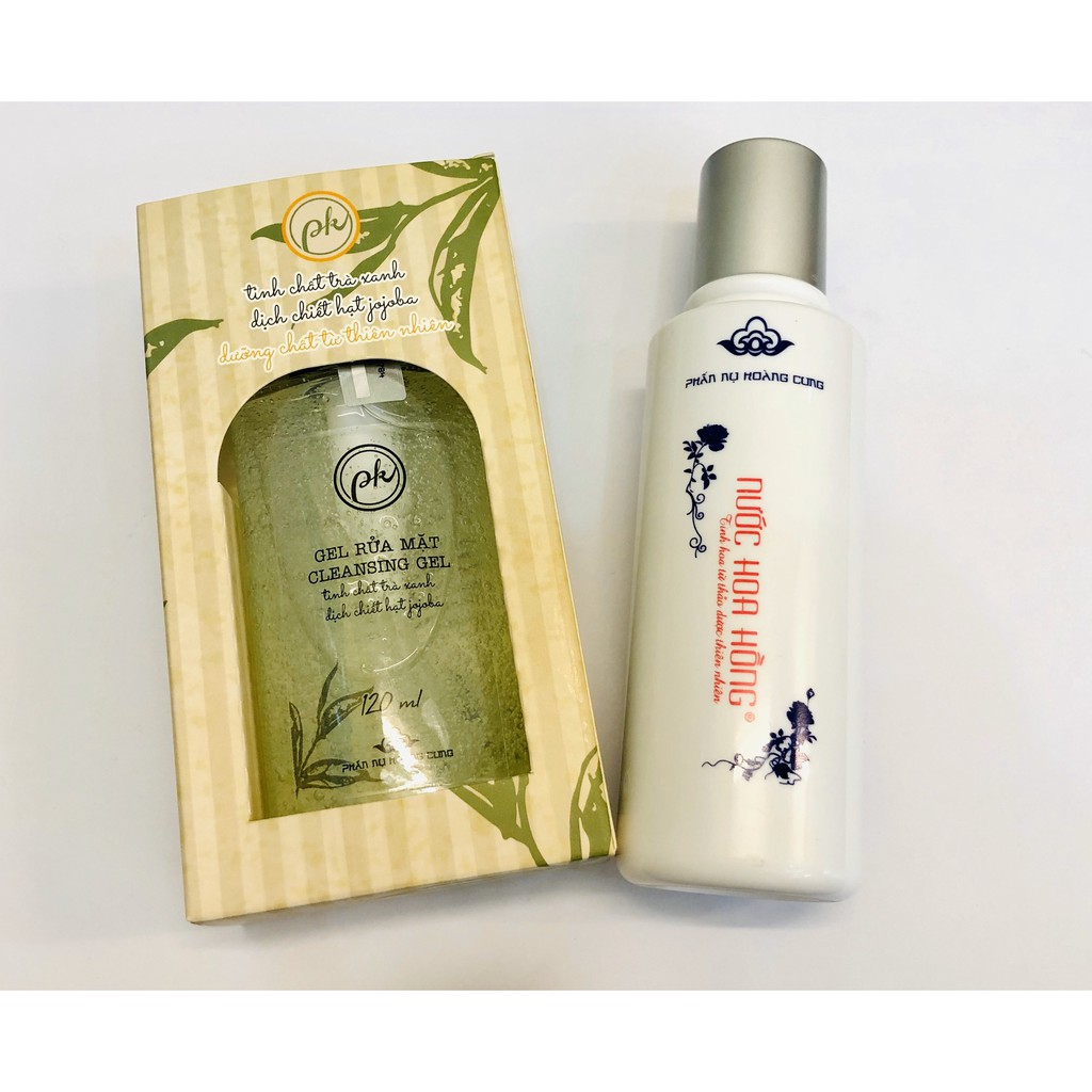 Combo Gel rửa mặt trà xanh và nước hoa hồng Phấn Nụ Hoàng Cung