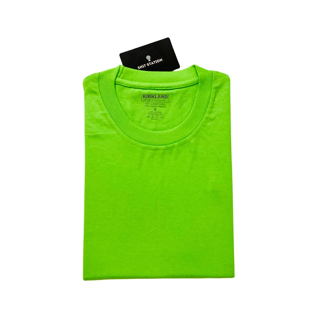 ÁO THUN CỘC TAY COTTON 100% / MÃ MÀU XANH DẠ QUANG / 5H1T STATION