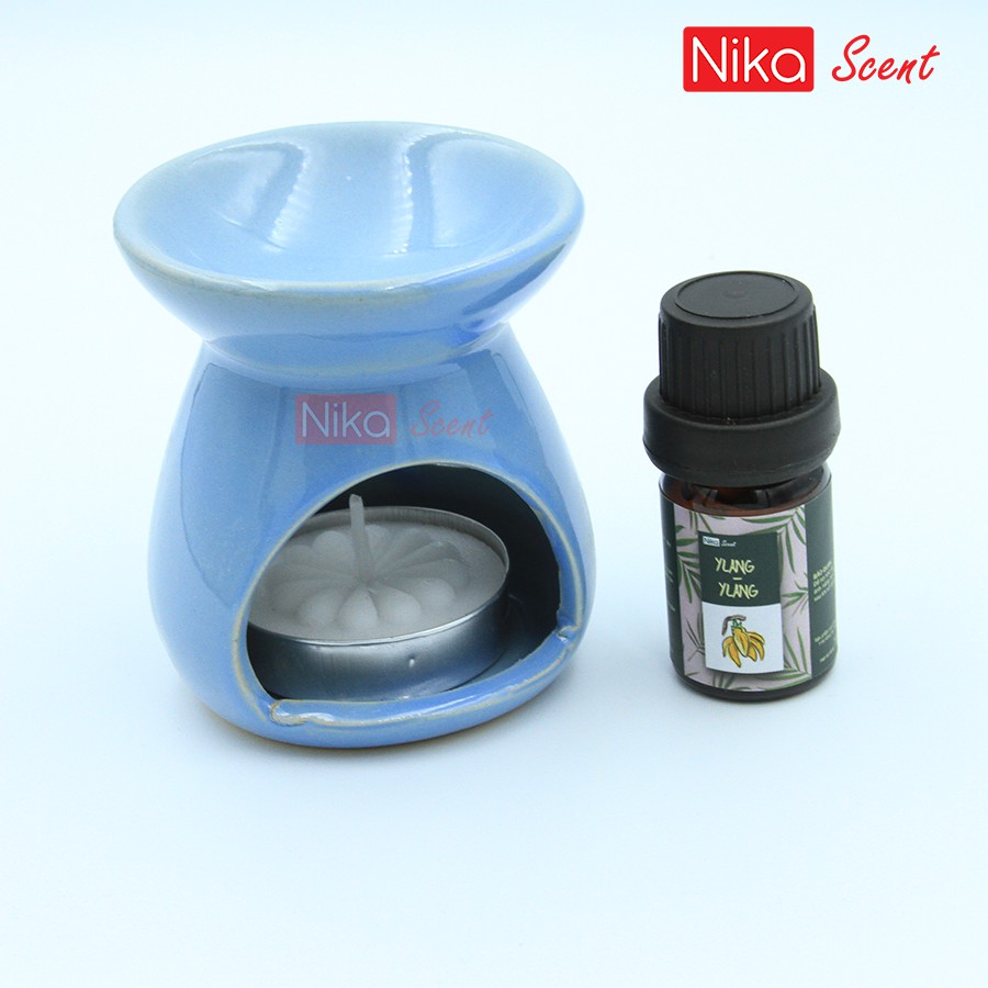 Nikascent Đèn đốt tinh dầu gốm sứ  khử mùi, thơm phòng, thư giãn