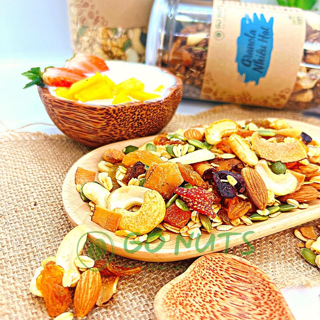Granola Nhiều hạt vị Mật ong 500g GO NUTS Ngũ cốc dinh dưỡng hỗ trợ giảm cân ăn kiêng không đường thuần chay healthy