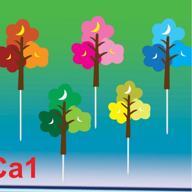 Set cắm rừng cây lá cây trang trí bánh kem, que cắm cây