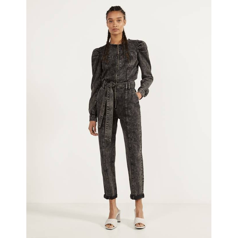 Jumpsuit jean dài tay Bershka fulltag có sẵn