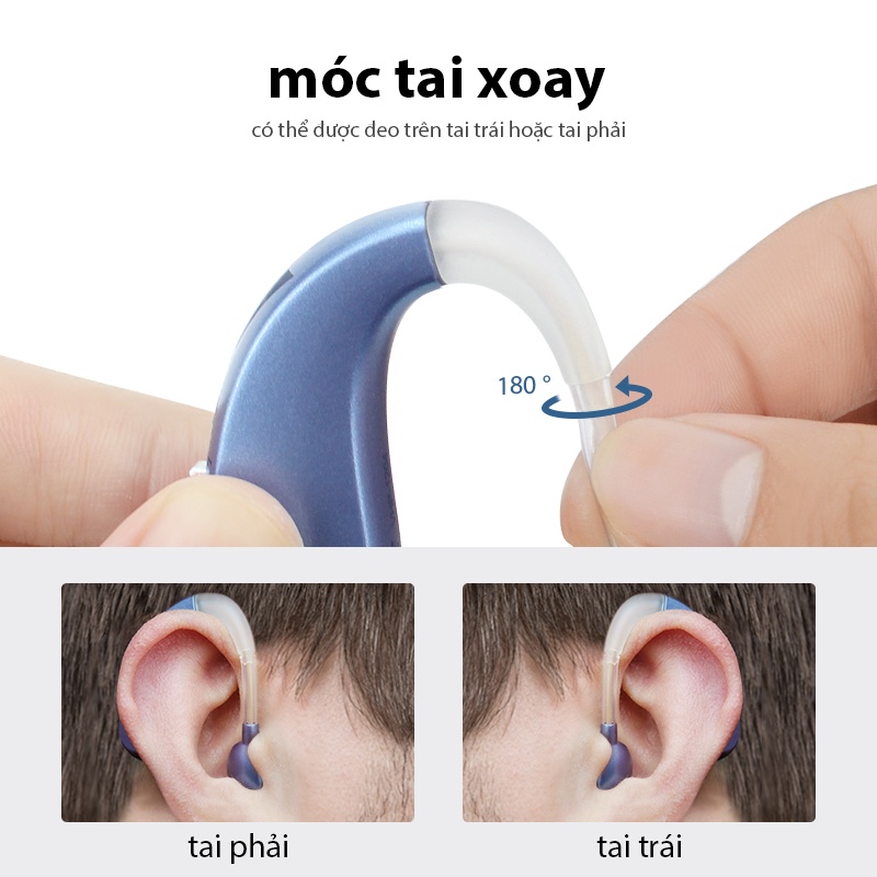 Britzgo Giảm nhiễu Máy Trợ Thính điếc USB Phí Cho Người Già Bộ khuếch đại nghe giảm nhiễu điếc VHP-1204 bạc xanh