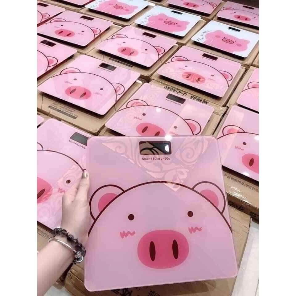 [Giải cứu - tặng kèm pin] Cân điện tử màu hồng hình chú heo cute